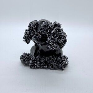 Vintage Black Spaghetti Noodle Dog Cocker Spaniel Poodle Ceramic Figurine 3"